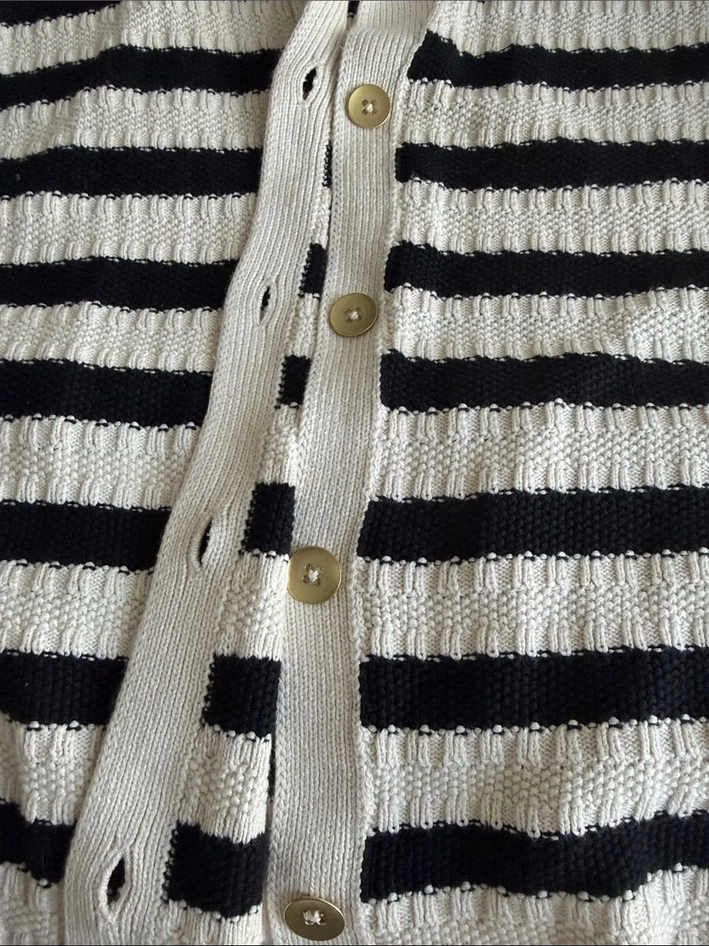 J.Jill Striped Black and Cream Women's Button-Up Sweater - Cardigan 3x